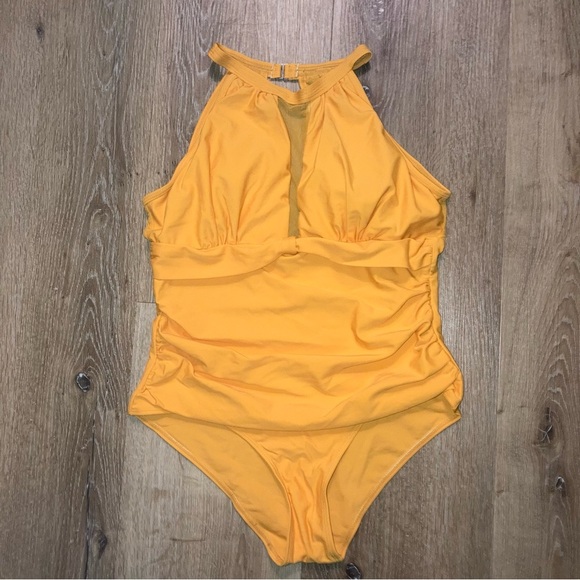 Women's Yellow Lace Up One-Piece Swimsuit |Bodysuit |Size Large - Picture 2 of 12